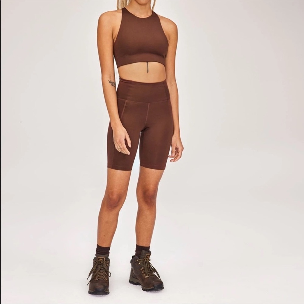 Girlfriend Collective High-Rise Bike Short Brown Earth NWT S